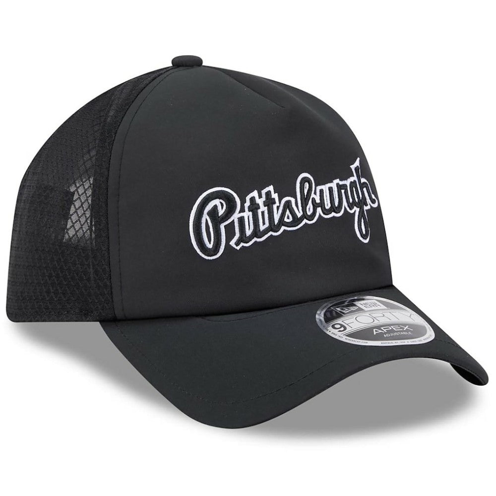 Pittsburgh Pirates 2026 Batting Practice Alternate Apex 9FORTY Adjustable Hat - Black | New Era