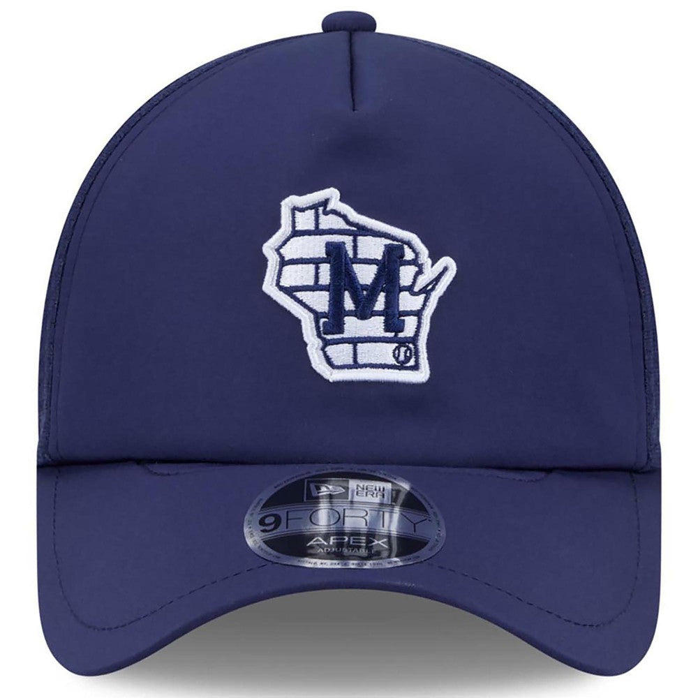 Milwaukee Brewers 2026 Batting Practice Alternate Apex 9FORTY Adjustable Hat - Navy | New Era