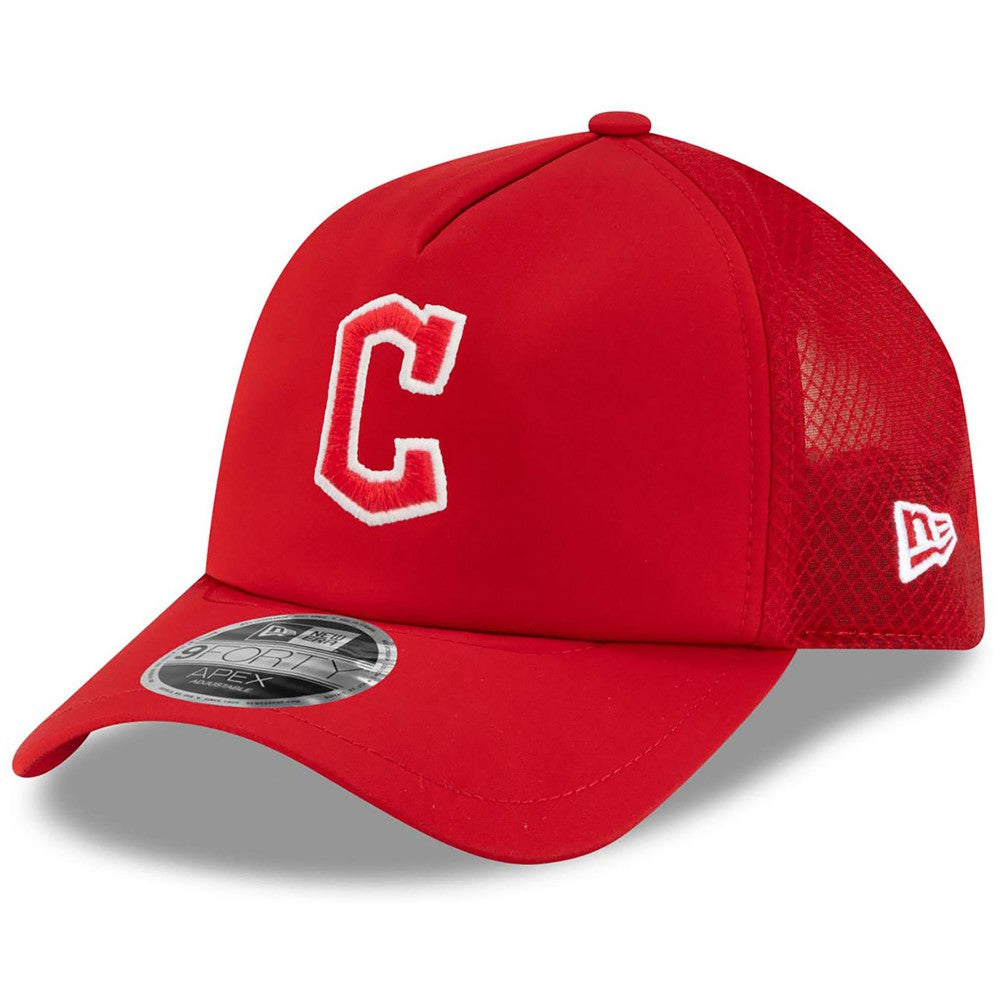 Cleveland Guardians 2026 Batting Practice Apex 9FORTY Adjustable Trucker Hat - Red | New Era