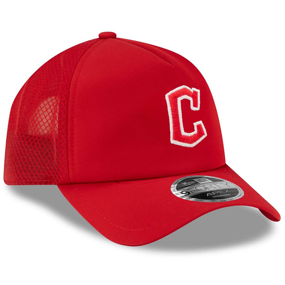Cleveland Guardians 2026 Batting Practice Apex 9FORTY Adjustable Trucker Hat - Red | New Era