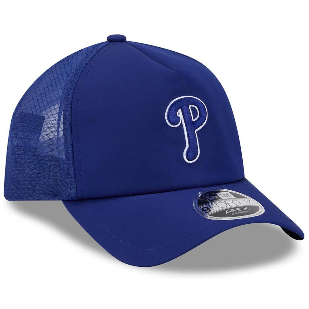 Philadelphia Phillies 2026 Batting Practice Apex 9FORTY Adjustable Trucker Hat - Royal | New Era