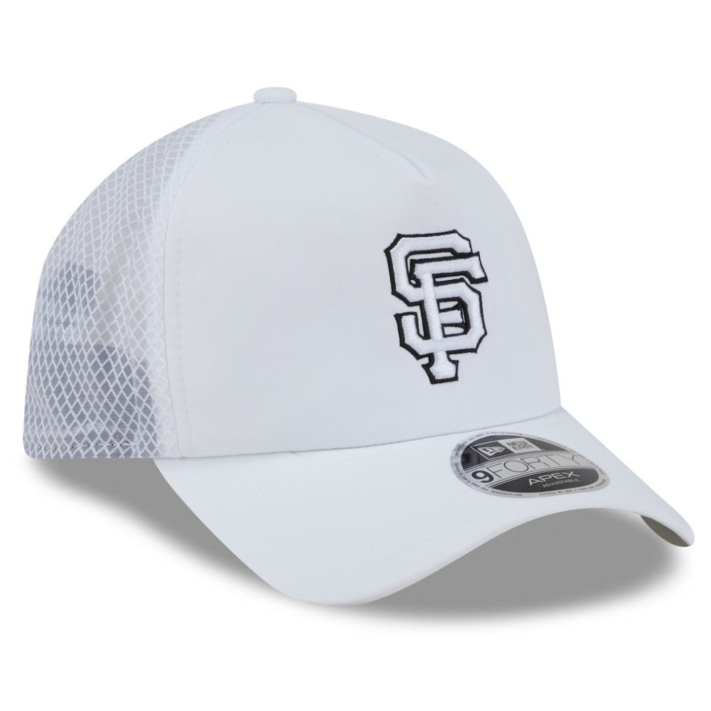 San Francisco Giants 2026 Batting Practice Apex 9FORTY Adjustable Trucker Hat - White | New Era