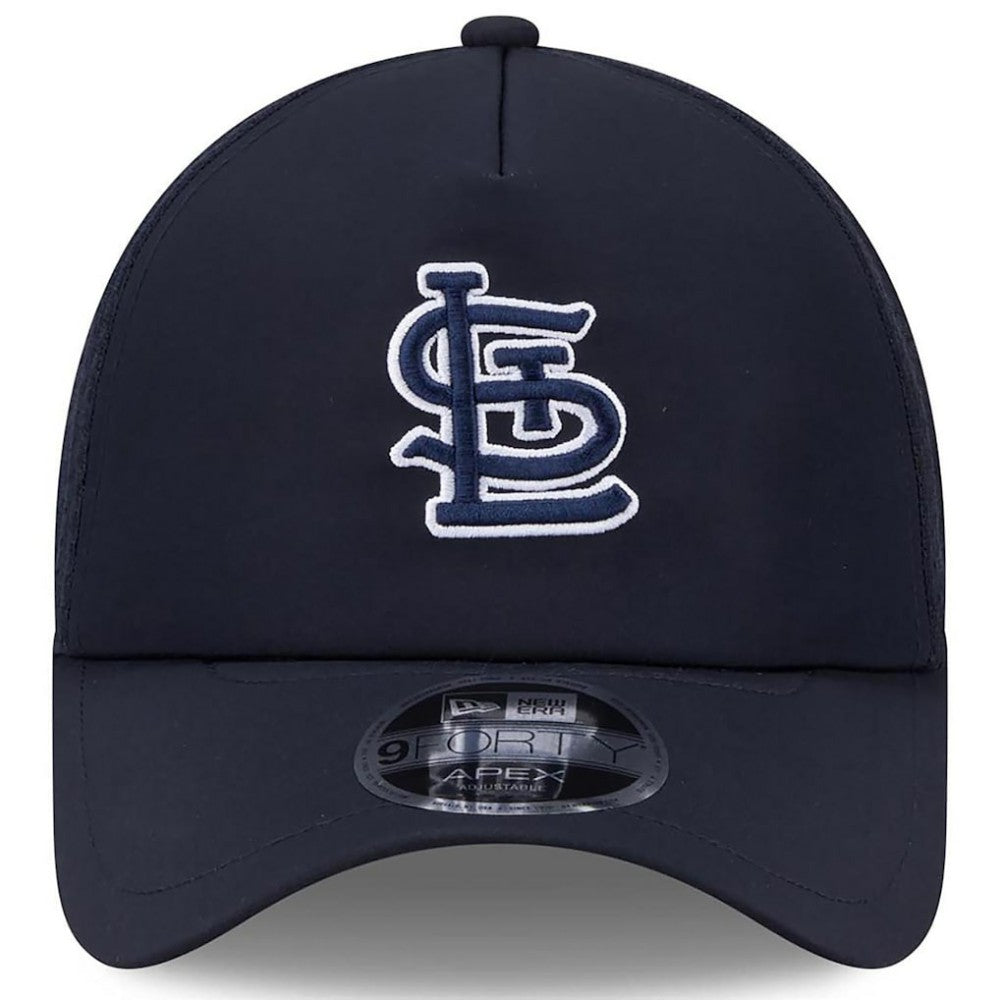 St. Louis Cardinals 2026 Batting Practice Apex 9FORTY Adjustable Trucker Hat - Navy | New Era