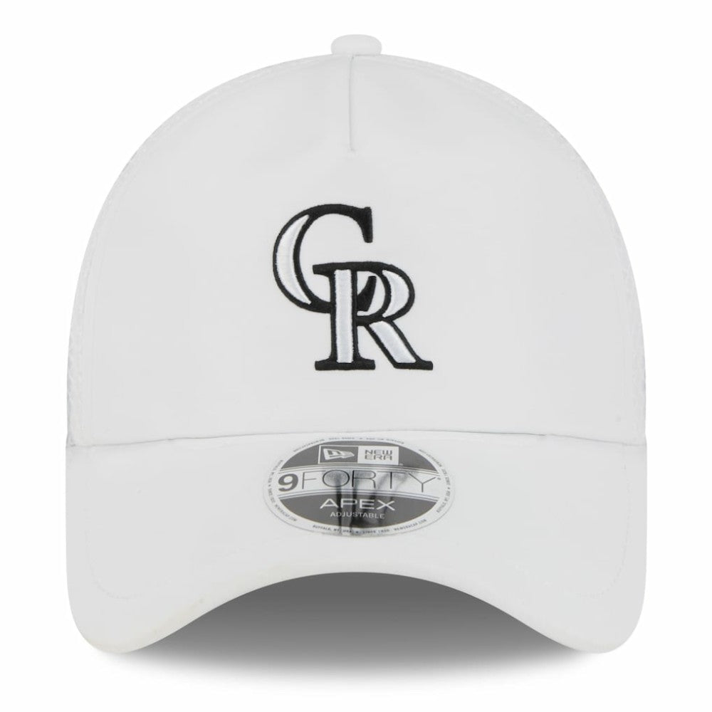Colorado Rockies 2026 Batting Practice Apex 9FORTY Adjustable Trucker Hat - White | New Era
