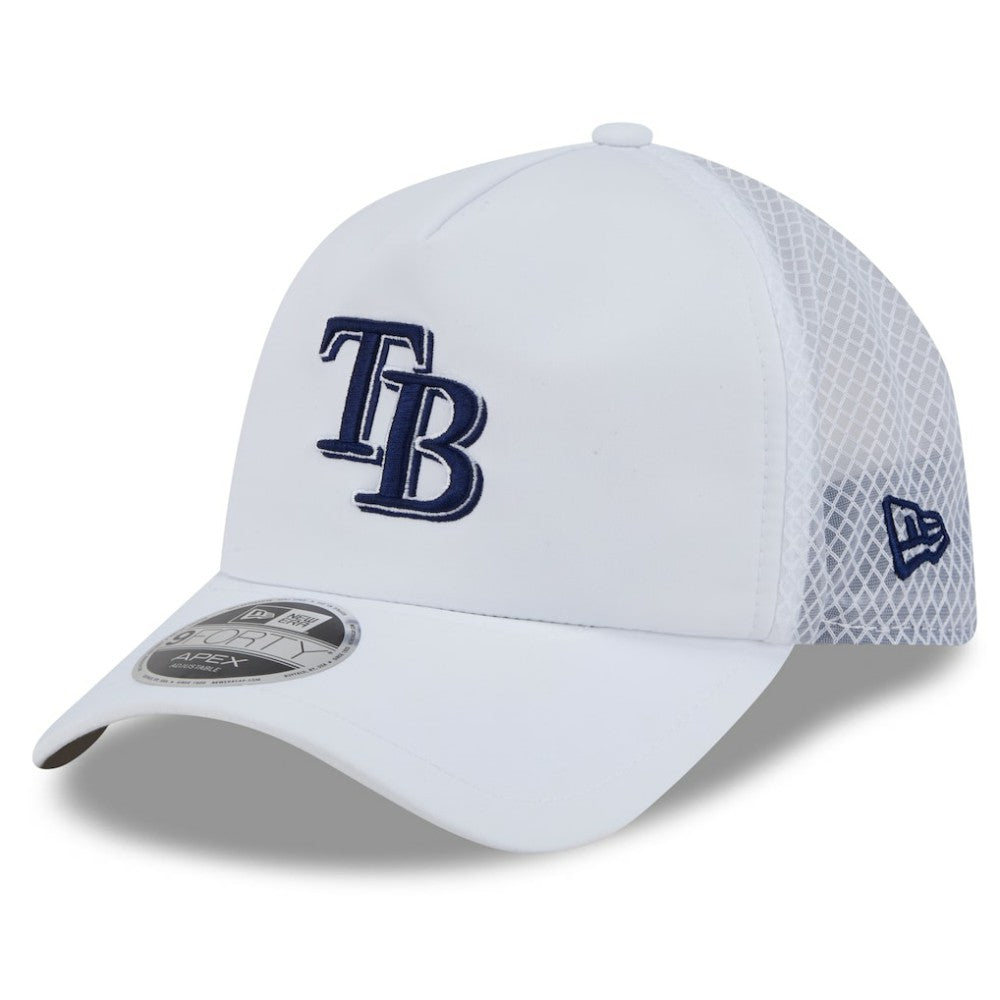 Tampa Bay Rays 2026 Batting Practice Apex 9FORTY Adjustable Trucker Hat - White | New Era