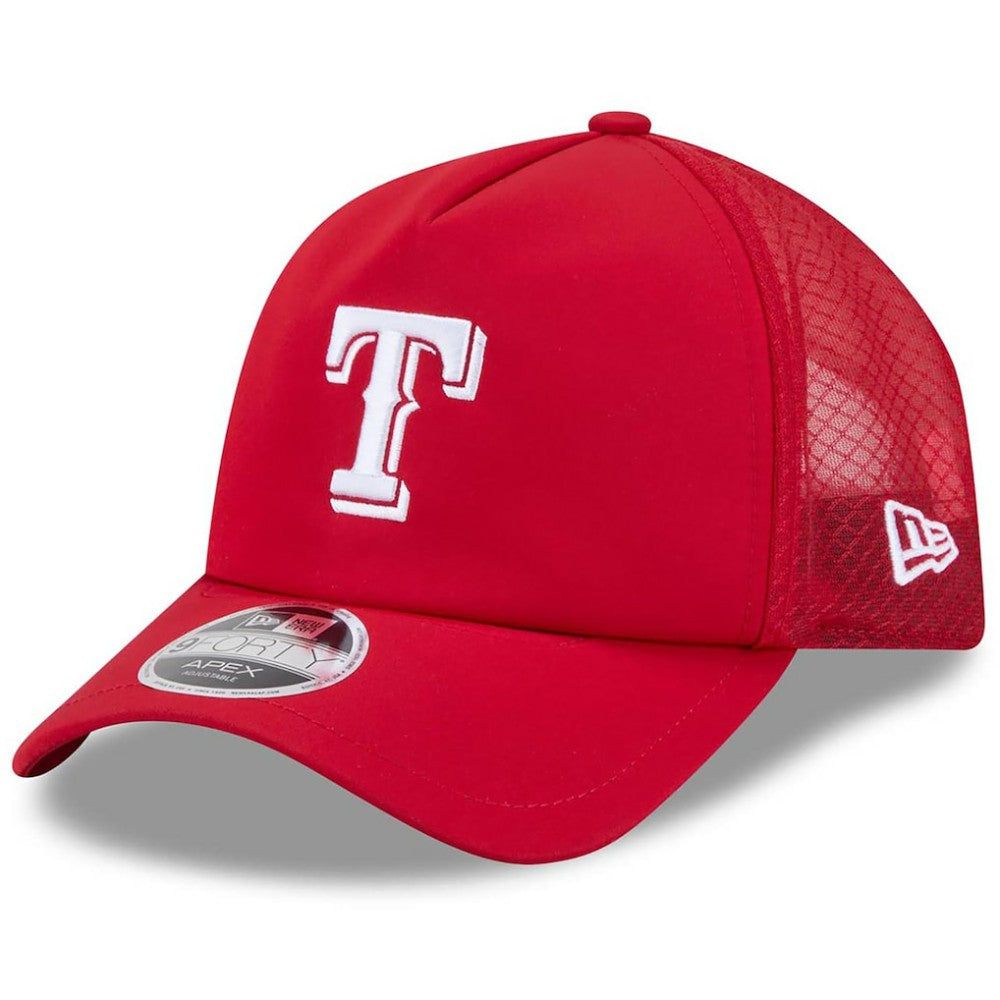 Texas Rangers 2026 Batting Practice Apex 9FORTY Adjustable Trucker Hat - Red | New Era