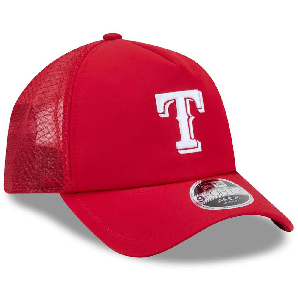 Texas Rangers 2026 Batting Practice Apex 9FORTY Adjustable Trucker Hat - Red | New Era
