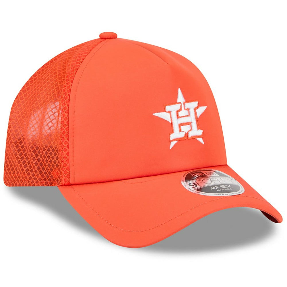 Houston Astros 2026 Batting Practice Apex 9FORTY Adjustable Trucker Hat - Orange | New Era