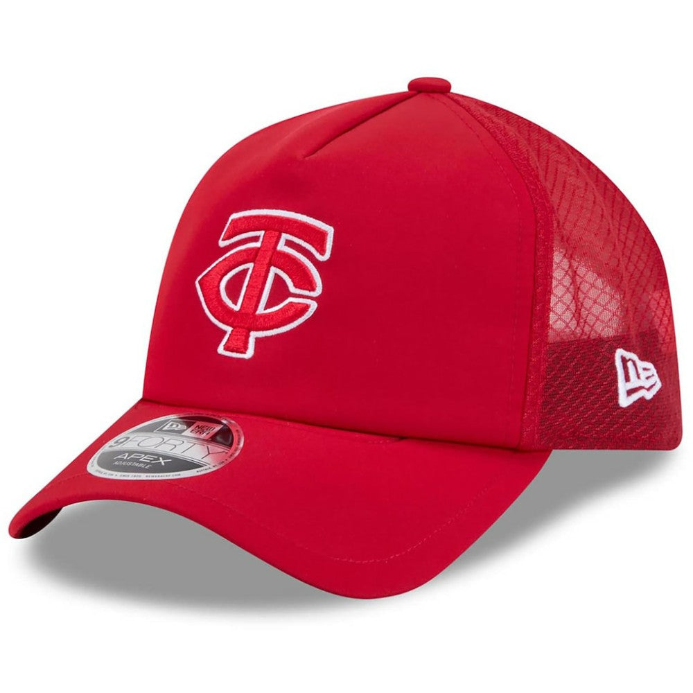 Minnesota Twins 2026 Batting Practice Apex 9FORTY Adjustable Trucker Hat - Red | New Era