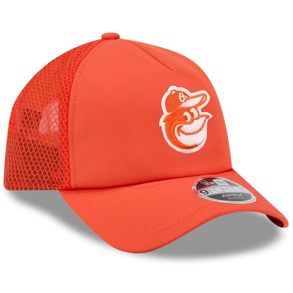 Baltimore Orioles 2026 Batting Practice Apex 9FORTY Adjustable Trucker Hat - Orange | New Era