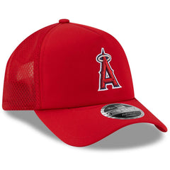 Los Angeles Angels 2026 Batting Practice Apex 9FORTY Adjustable Trucker Hat - Red | New Era