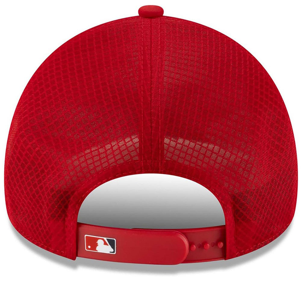 Los Angeles Angels 2026 Batting Practice Apex 9FORTY Adjustable Trucker Hat - Red | New Era
