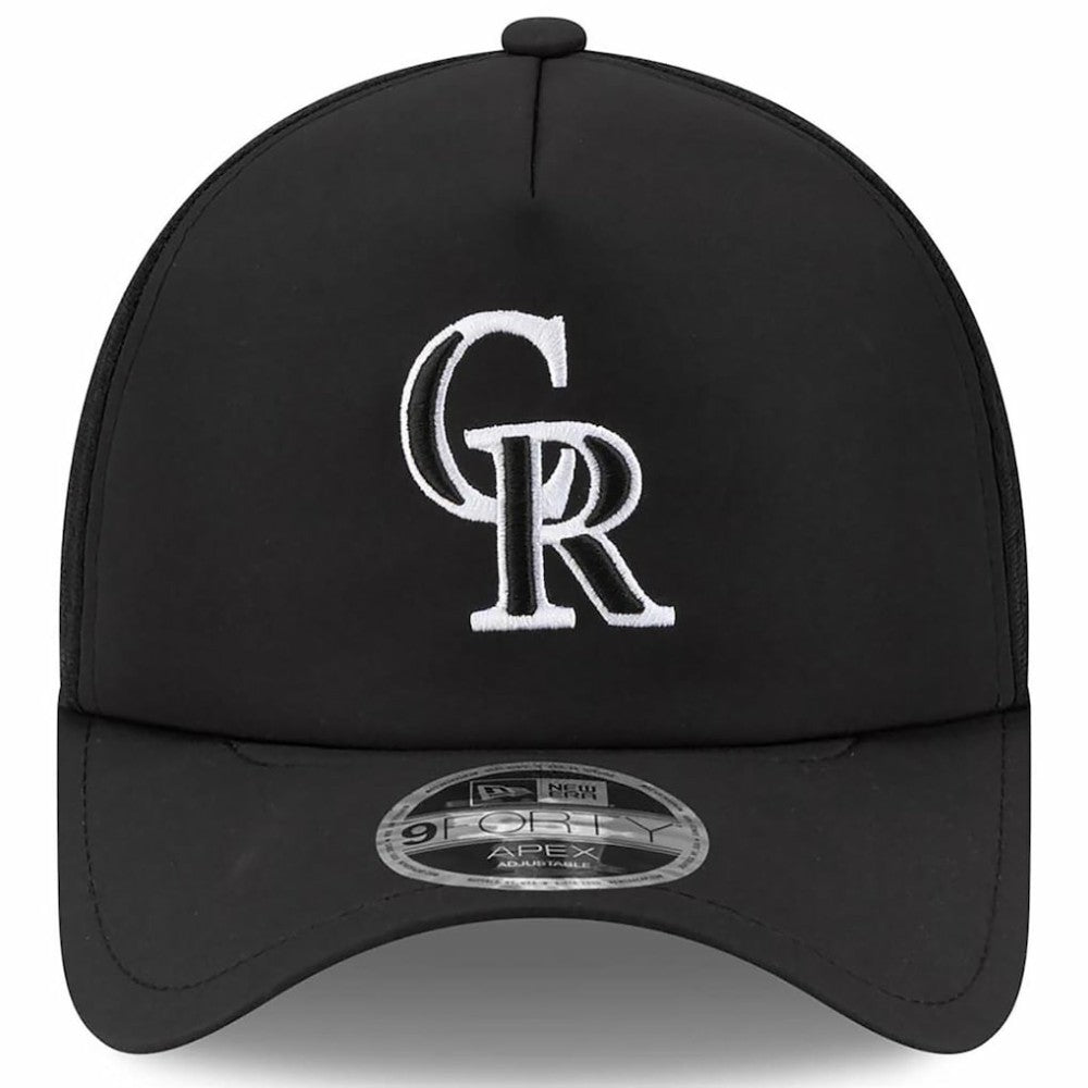 Colorado Rockies 2026 Batting Practice Apex 9FORTY Adjustable Trucker Hat - Black | New Era