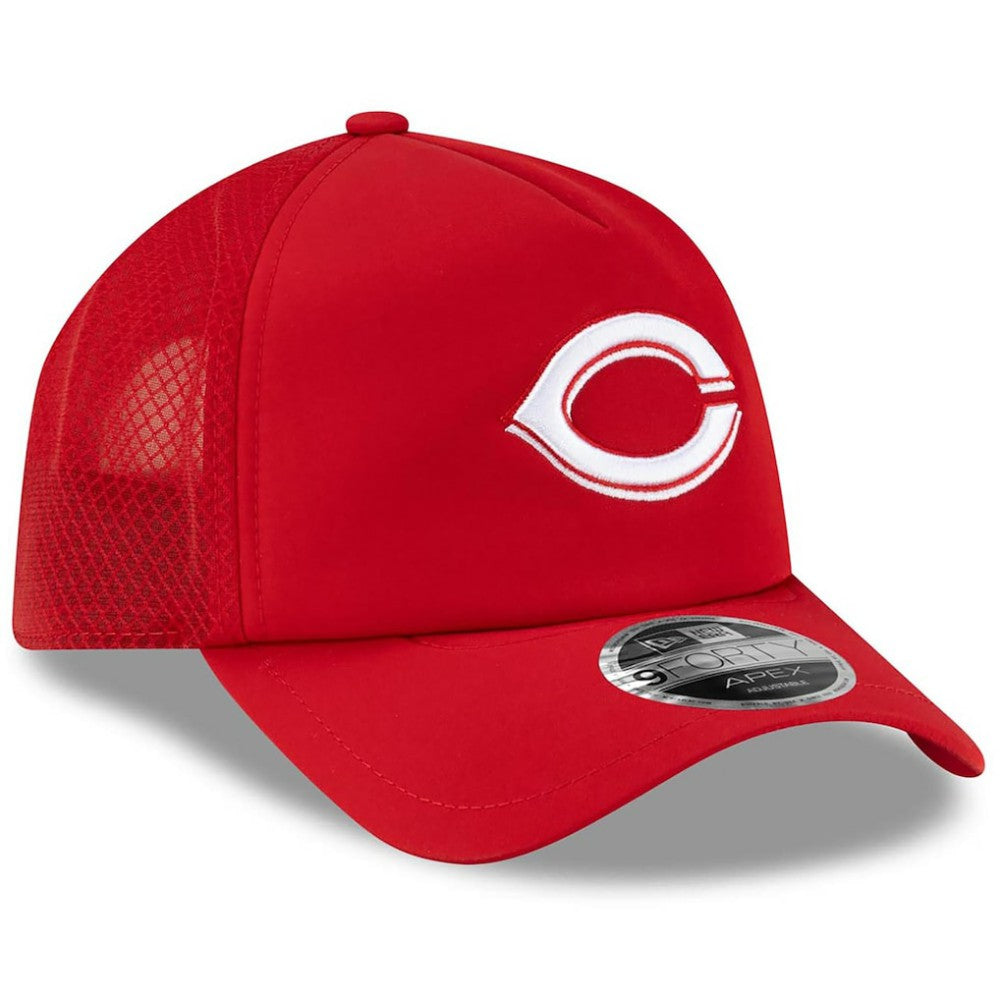 Cincinnati Reds 2026 Batting Practice Apex 9FORTY Adjustable Trucker Hat - Red | New Era