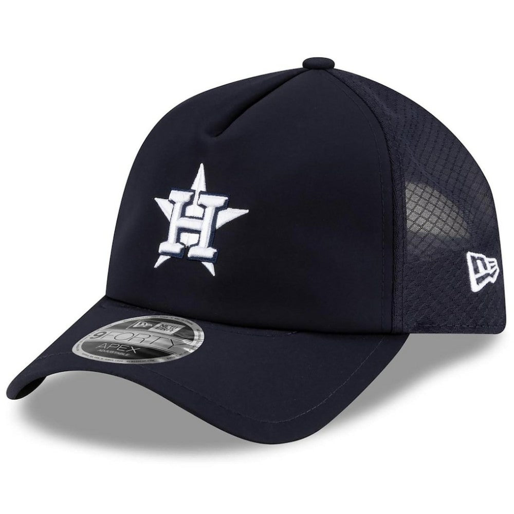 Houston Astros 2026 Batting Practice Apex 9FORTY Adjustable Trucker Hat - Navy | New Era