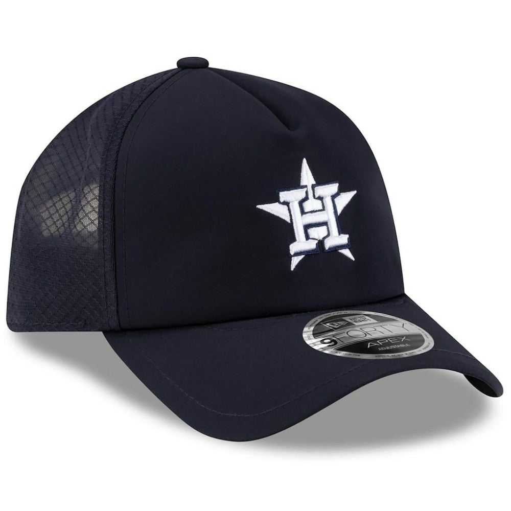 Houston Astros 2026 Batting Practice Apex 9FORTY Adjustable Trucker Hat - Navy | New Era