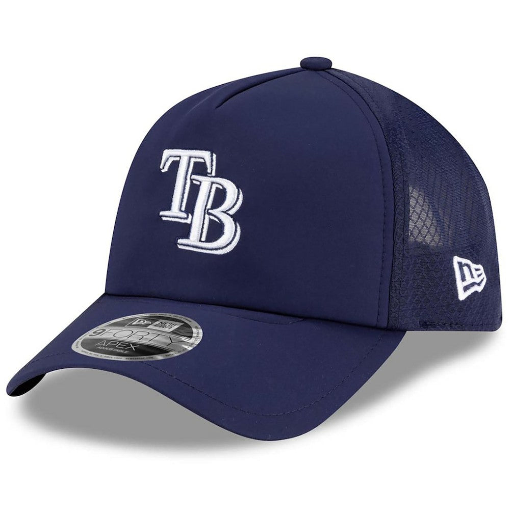 Tampa Bay Rays 2026 Batting Practice Apex 9FORTY Adjustable Trucker Hat - Navy | New Era