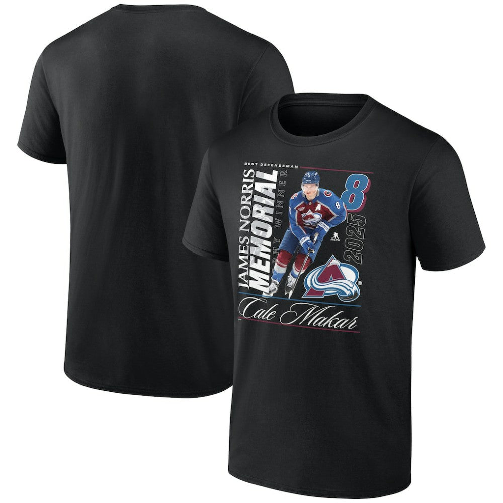 Cale Makar Colorado Avalanche 2025 Norris Trophy Winner T-Shirt Black