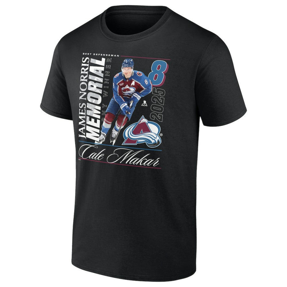 Cale Makar Colorado Avalanche 2025 Norris Trophy Winner T-Shirt Black
