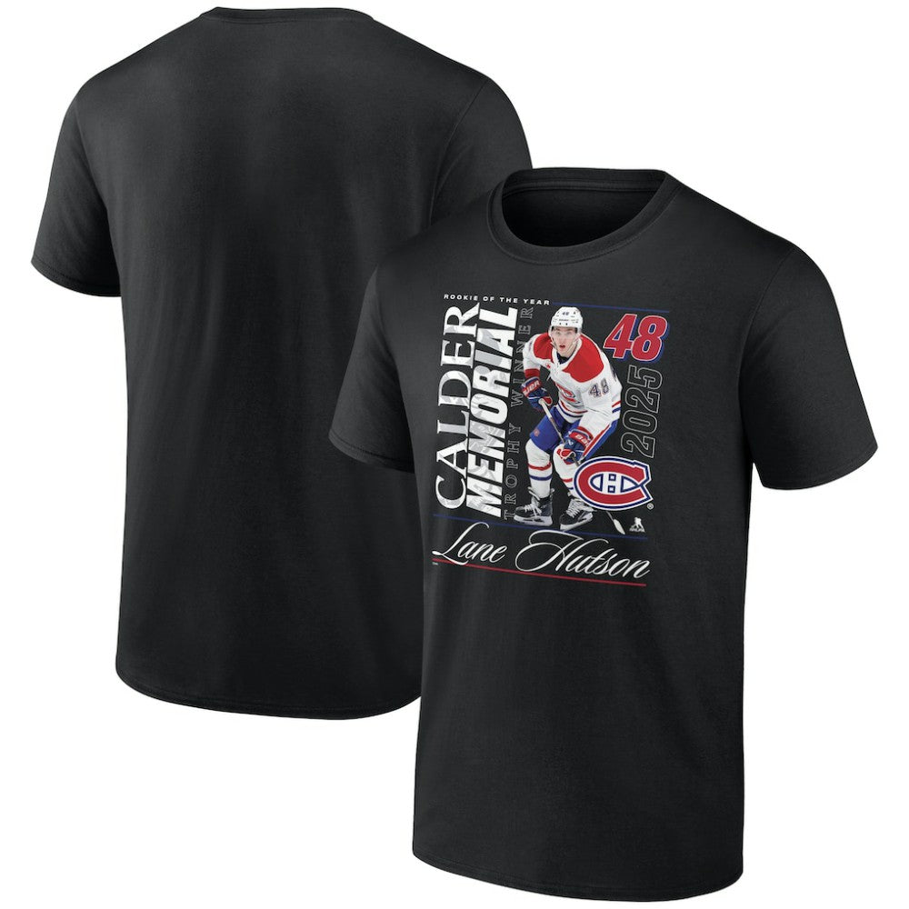 Lane Hutson Montreal Canadiens 2025 Calder Memorial Trophy Winner T-Shirt Black
