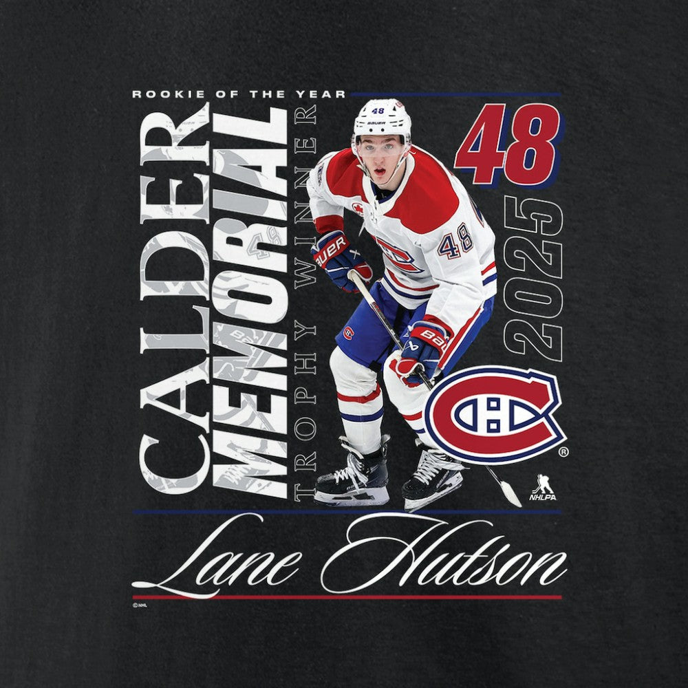 Lane Hutson Montreal Canadiens 2025 Calder Memorial Trophy Winner T-Shirt Black