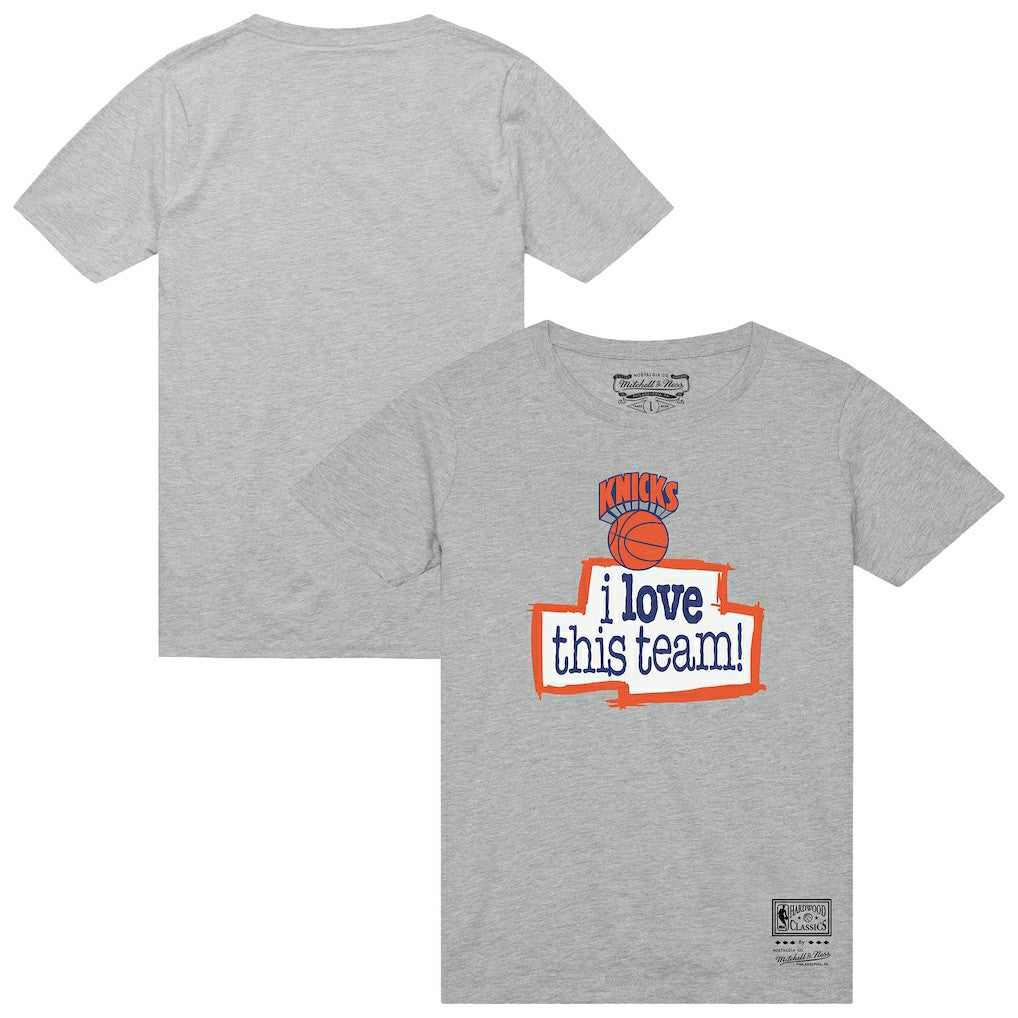 New York Knicks I Love This Team T-Shirt - Heather Gray | Mitchell & Ness for sale