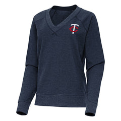 Minnesota Twins Antigua Women's Varsity Tri-Blend V-Neck Long Sleeve T-Shirt - Heather Navy