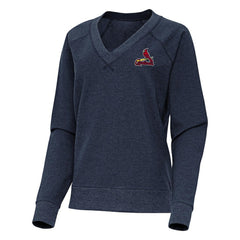 St. Louis Cardinals Antigua Women's Varsity Tri-Blend V-Neck Long Sleeve T-Shirt - Heather Navy