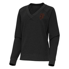 San Francisco Giants Antigua Women's Varsity Tri-Blend V-Neck Long Sleeve T-Shirt - Heather Black