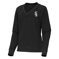 Chicago White Sox Antigua Women's Varsity Tri-Blend V-Neck Long Sleeve T-Shirt - Heather Black