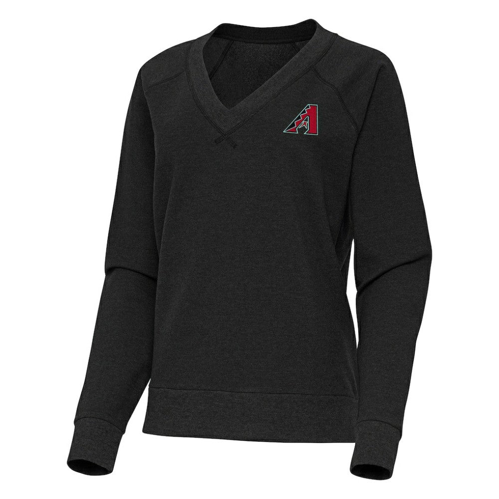 Arizona Diamondbacks Antigua Women's Varsity Tri-Blend V-Neck Long Sleeve T-Shirt - Heather Black