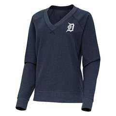 Detroit Tigers Antigua Women's Varsity Tri-Blend V-Neck Long Sleeve T-Shirt - Heather Navy