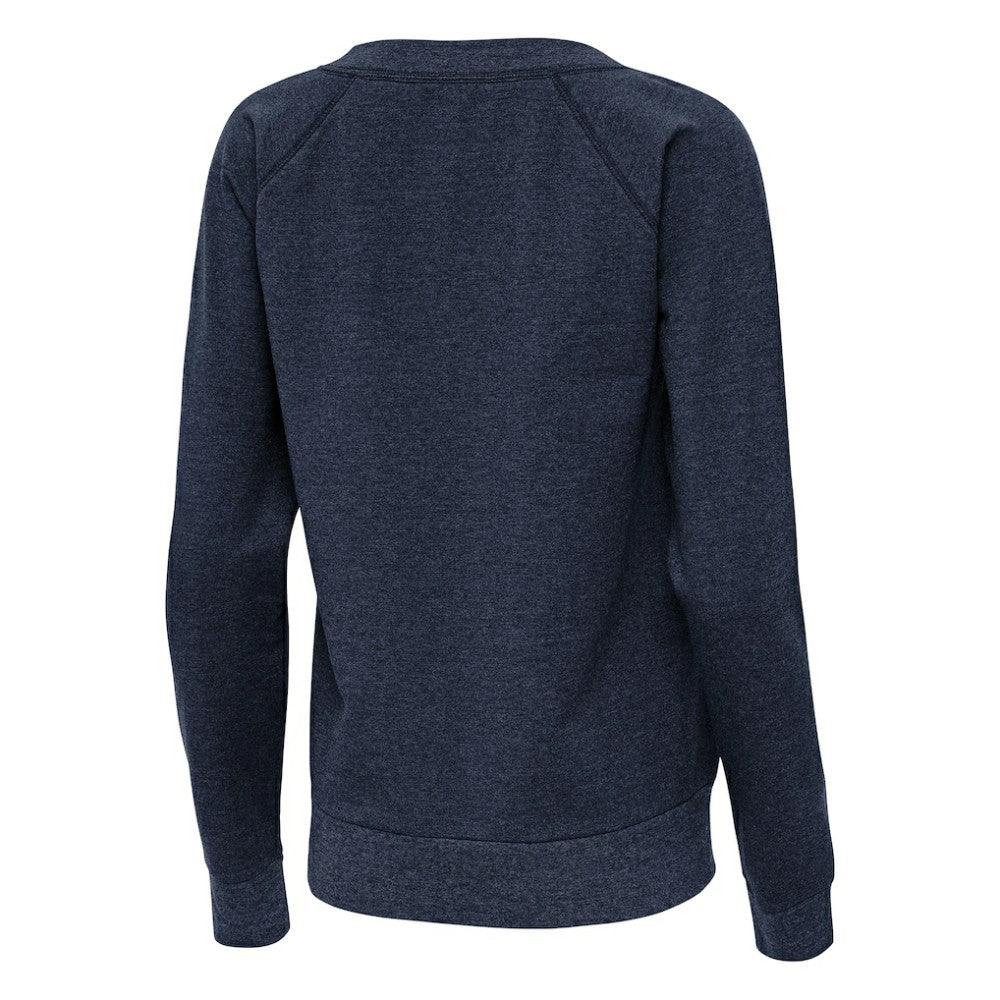 Detroit Tigers Antigua Women's Varsity Tri-Blend V-Neck Long Sleeve T-Shirt - Heather Navy