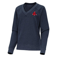 Boston Red Sox Antigua Women's Varsity Tri-Blend V-Neck Long Sleeve T-Shirt - Heather Navy