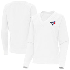 Toronto Blue Jays Antigua Women's Varsity Tri-Blend V-Neck Long Sleeve T-Shirt - White