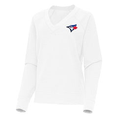 Toronto Blue Jays Antigua Women's Varsity Tri-Blend V-Neck Long Sleeve T-Shirt - White