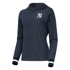 New York Yankees Antigua Women's Trek Pullover Hoodie - Heather Navy