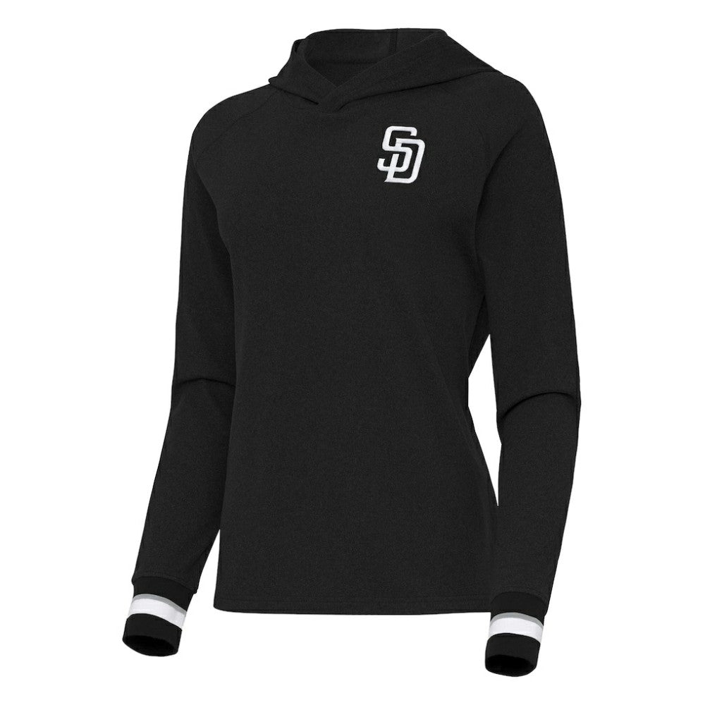 San Diego Padres Antigua Women's Trek Pullover Hoodie - Black