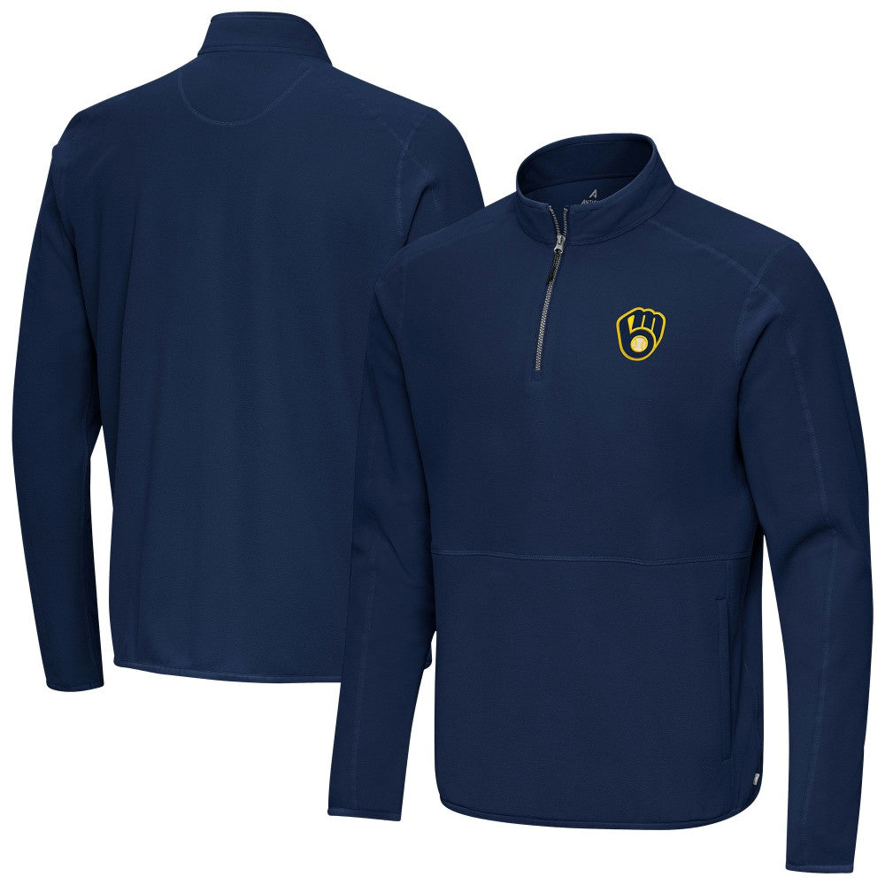 Milwaukee Brewers Antigua Step Up Quarter-Zip Pullover - Navy