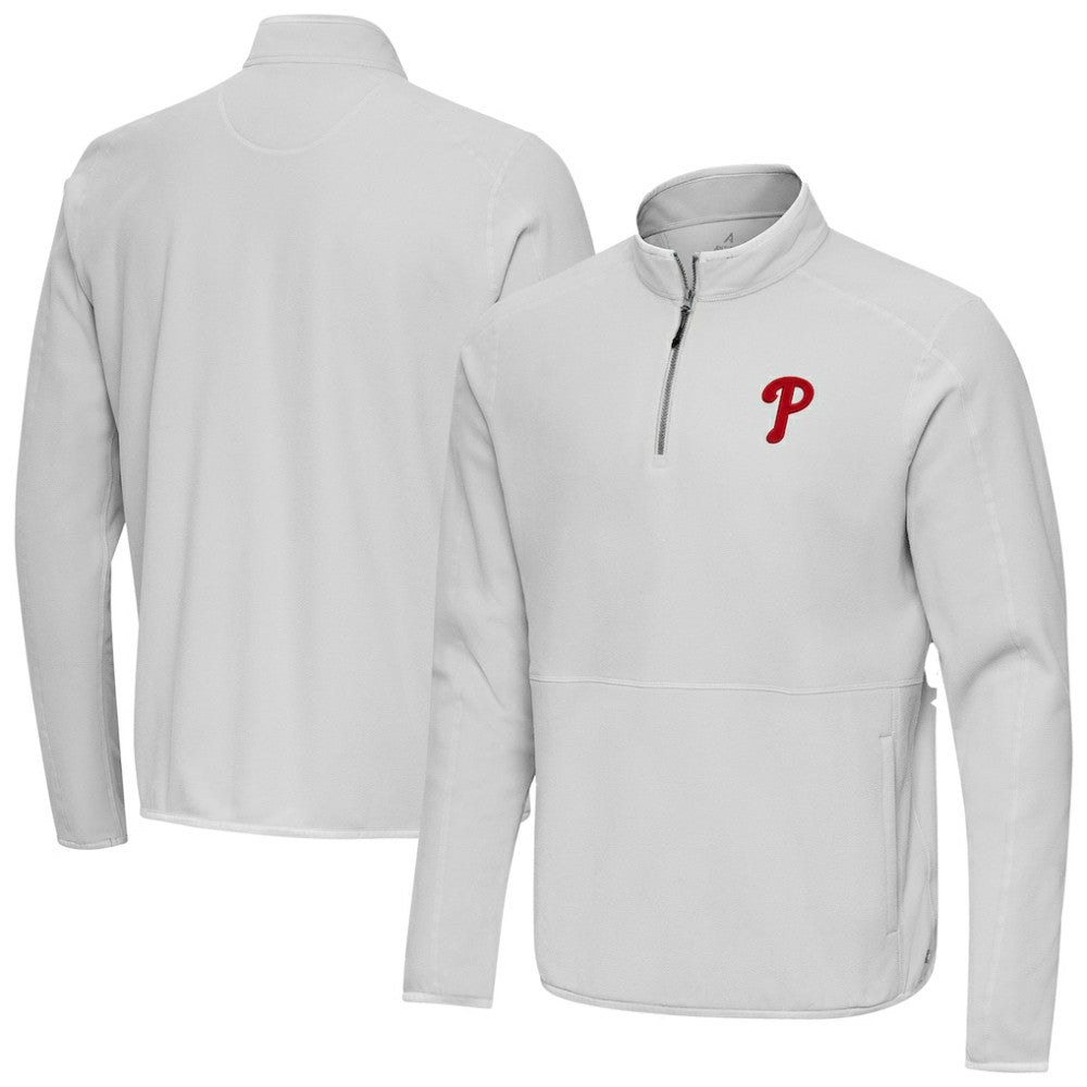 Philadelphia Phillies Antigua Step Up Quarter-Zip Pullover - Gray