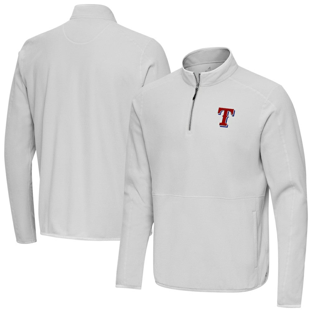 Texas Rangers Antigua Step Up Quarter-Zip Pullover - Gray