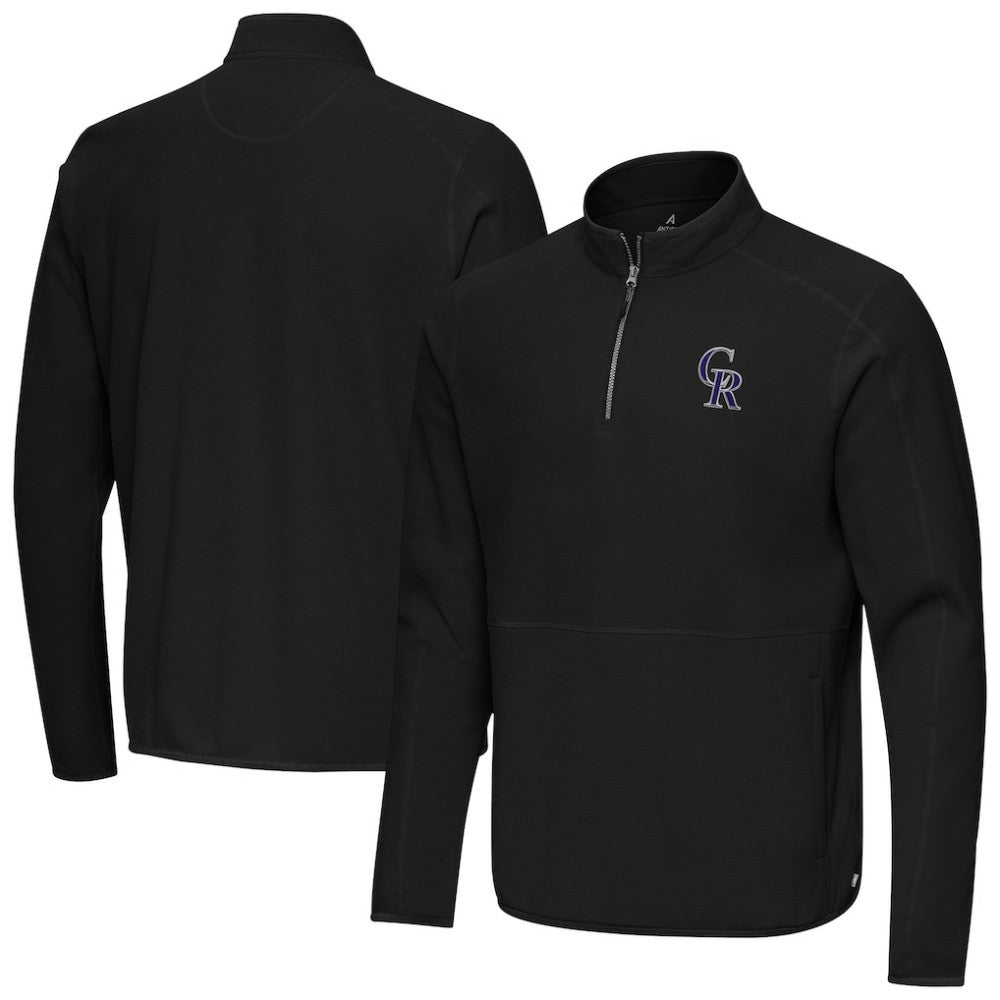Colorado Rockies Antigua Step Up Quarter-Zip Pullover - Black