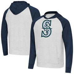 Seattle Mariners Antigua Urgent Pullover Hoodie - Heather Navy/Gray