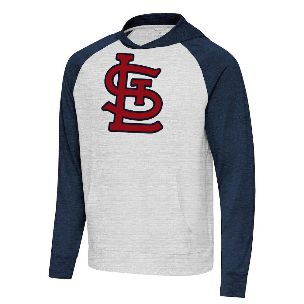 St. Louis Cardinals Antigua Urgent Pullover Hoodie - Heather Navy/Gray