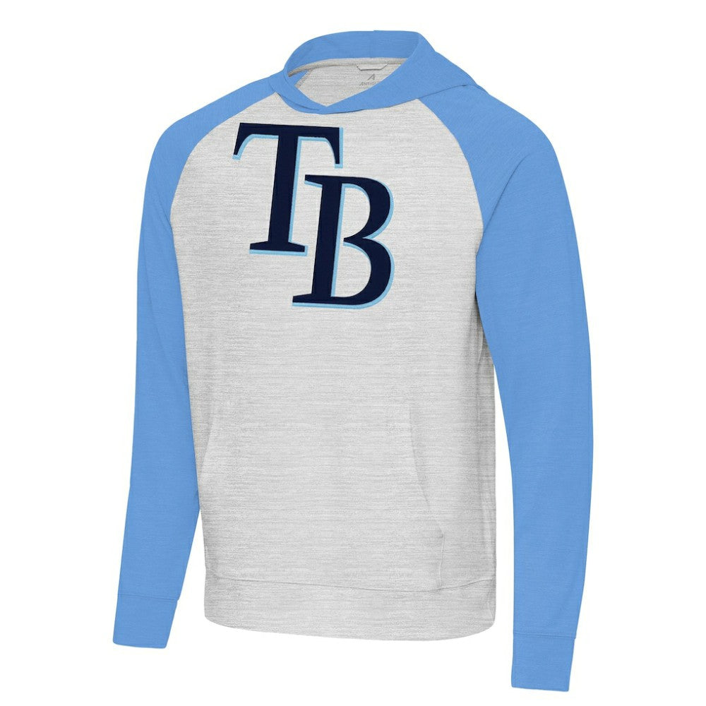 Tampa Bay Rays Antigua Urgent Pullover Hoodie - Powder Blue/Gray