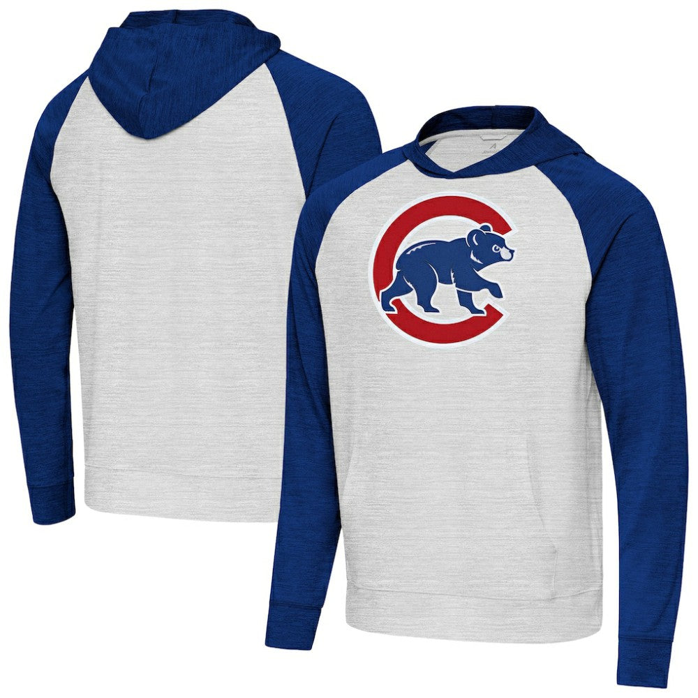 Chicago Cubs Antigua Urgent Pullover Hoodie - Royal/Gray