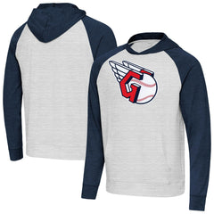 Cleveland Guardians Antigua Urgent Pullover Hoodie - Heather Navy/Gray