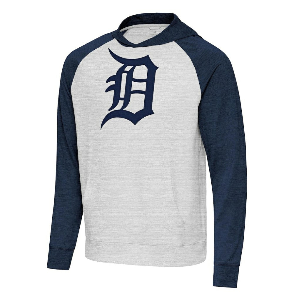 Detroit Tigers Antigua Urgent Pullover Hoodie - Heather Navy/Gray