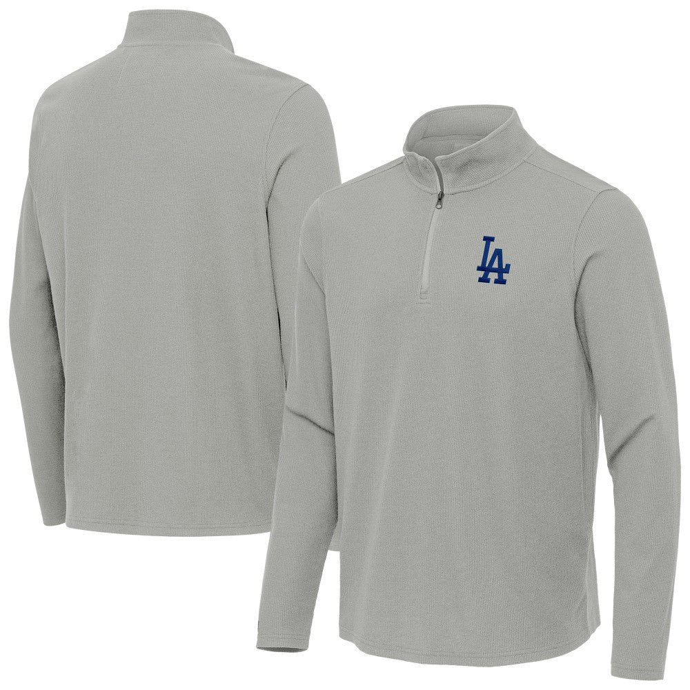 Los Angeles Dodgers Antigua Sync Tri-Blend Quarter-Zip Pullover - Heather Gray