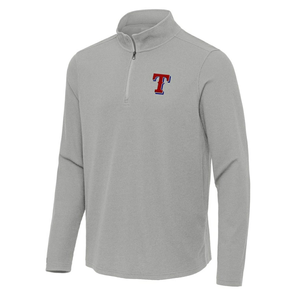 Texas Rangers Antigua Sync Tri-Blend Quarter-Zip Pullover - Heather Gray